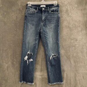 Vervet Jeans Womens 29 Distressed High Rise Cropped Frayed Hem Stretch Denim Pan
